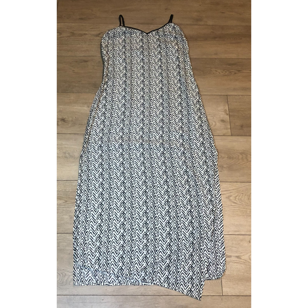 Sanctuary Maxi Slip Dress Black & White Geometric Boho‎ 90s Cottagecore Medium